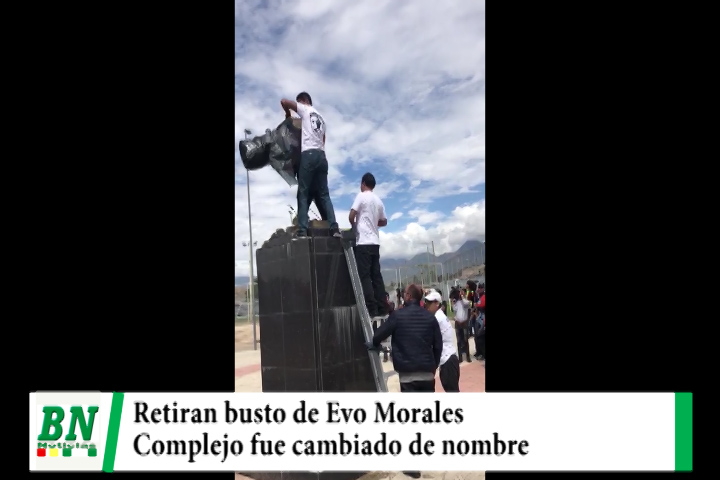 Lee más sobre el artículo Retiran busto de Evo Morales de complejo deportivo en Quillacollo y cambian de nombre