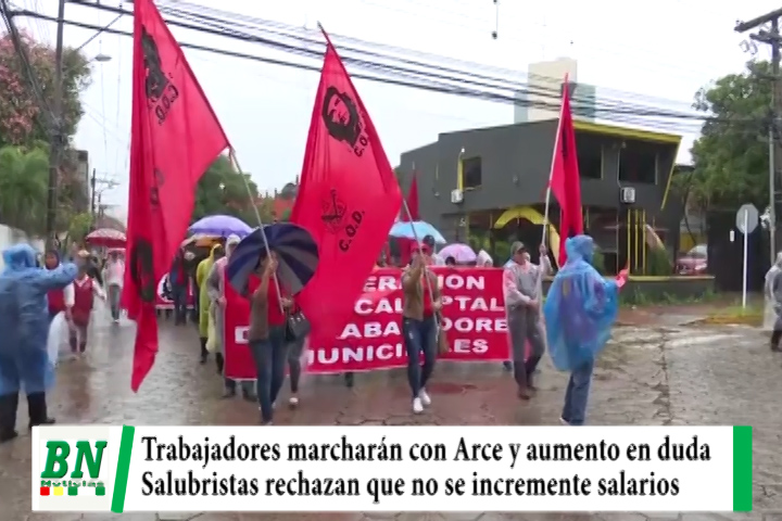 Lee más sobre el artículo Trabajadores marcharán con Arce en Santa Cruz y aumento salarial queda en duda mientras salubristas cuestionan