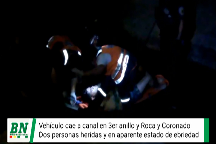 Lee más sobre el artículo Vehículo cae a canal de drenaje en el 3er anillo y Roca y Coronado, dos jóvenes salen heridos