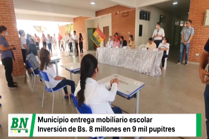 Lee más sobre el artículo Gobierno Municipal entrega primer partida de mobiliario escolar, Se invirtió Bs 8 millones