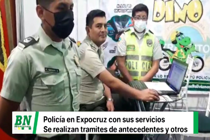 Lee más sobre el artículo Policía en Expocruz realiza tramites de certificado de antecedentes, verificación de registro de vehículos y otros