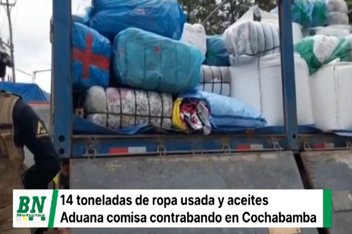 Lee más sobre el artículo Ocultos bajo sacos de cloruro de potasio, la Aduana halla 14 toneladas de ropa usada y aceites en Cochabamba