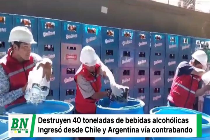 Lee más sobre el artículo Tarija: Aduana destruye 40 toneladas de bebidas alcohólicas ilegales equivalente a 346.000 bolivianos